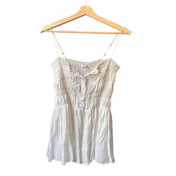 lush flowy white springtime spaghetti string strapless short dress size small - Picture 2 of 4